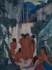 Lavandières et baigneuses by André Maire, 1949, Gouache, sold Jun 2015