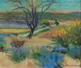 Ciel bleu en hiver by Daniel du Janerand, Gouache, sold Jun 2015
