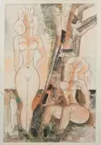 Nu debout et nus assis sous un arbre by Marcel Gromaire, 1966, Aquarelle sur traits d'encre, sold Jun 2015