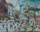 Paris, place du Tertre by Lucien Génin, Gouache, sold Jun 2015