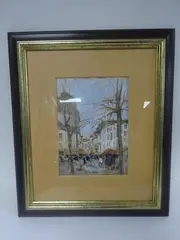 Place parisienne animée by Marko Stupar, Gouache et fusain sur papier, sold May 2017