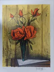 Bouquet de roses by Bernard Buffet, Lithographie couleur sur papier, sold Apr 2017