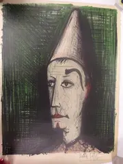 Le clown au fond vert by Bernard Buffet, 1960, Lithographie Épreuve d’artiste signée en bas à droite, sold Apr 2017