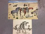 Cavaliers et Polynice by Michel Cadoret, 1948, Gouache et encre sur papier, sold Apr 2017