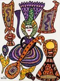 Femme oude à la cithare by Mahieddine Baya, Gouache sur papier, sold Nov 2015