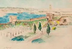 Les remparts de Rabat by Albert Lepreux, Aquarelle, sold Nov 2015