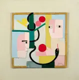 Adam et Eve, 1927 Relief by Marthe Donas, Huile sur carton, collage, sold Dec 2009