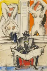 Journalier aux femmes nues by Jean Hélion, 1948, Aquarelle, gouache et mine de plomb sur papier, sold Dec 2009