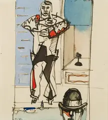 Allumeuse à la vitrine by Jean Hélion, 1944, Aquarelle et encre sur papier, sold Dec 2009