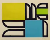 Composition by Jo Delahaut, 1954, Gouache et mine de plomb sur papier, sold Dec 2009