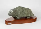 Musk Ox (03262/293) by Iola Abraham Ikkidluak, soapstone and bone sculpture, sold May 2016