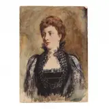 Portrait of a Lady by Frederick Warren Freer, Watercolor with touches of oil on paperboard, sold Jul 2020
