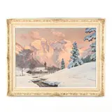 Winterabend in Bischofsweisen Berchtesgarden by Erwin Kettemann, Oil on canvas, sold Jul 2020