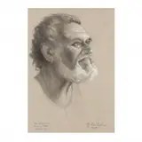 Head Study for Simon / Peter by Roger Allen Nelson, Graphite and chalk on paper, sold Jul 2020