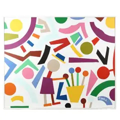 Hard-Edge Painting with Figure by Sam Ezell, Oil on canvas, sold Jul 2020