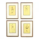 Four Framed Fashion Illustrations by Pierre Cardin, Lithographs printed in black on yellow paper, sold Jul 2020
