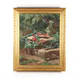 Potted Geraniums by Charles Mairet, Oil on canvas, sold Jun 2020