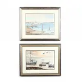 Two Harbor Views by Katherine Kenlan, Both are watercolors, sold Jun 2020