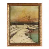 Winter Landscape by John R. Bennett, Oil on canvas, sold Jun 2020