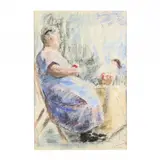 Woman Peeling Apples by Francis Speight, Pastel on paper, sold Jun 2020
