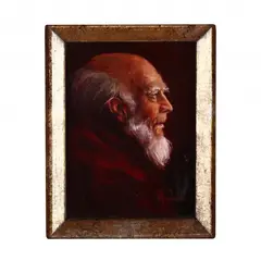 Aged Father by Glenna Goodacre, Oil on Masonite, sold Jun 2020