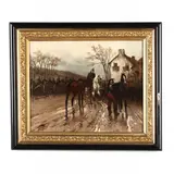 Cavalry Officers by Hermanus Willem Koekkoek, Oil on canvas with late 19th century stencil of Geo, sold Jun 2020