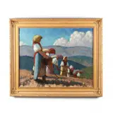 Women in the Field by Joachim Ferenc, Oil on canvas, sold Jun 2020