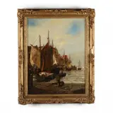 Harbor at Low Tide by F. Hulsling, Oil on canvas (lined), sold May 2020