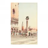 St. Mark's Square by Umberto Ongania, Watercolor on paper, sold May 2020