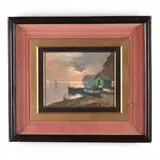 Sunset Harbor by A. Brandi, Oil on canvas, sold May 2020