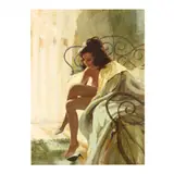 Illustration of a Nude Woman in her Bedroom by Don Neiser, Caesin on board, sold May 2020