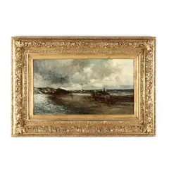 Gathering Seaweed by Tomson Laing, Oil on canvas (lined), sold May 2020