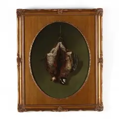 Still Life with Two Quail by W. E. Wright, Oil on board, sold May 2020
