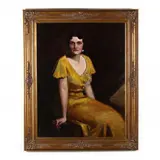Woman in Yellow Dress by Jerome Philips Uhl, Oil on canvas (lined), sold May 2020