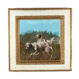 Two Pointers by R. M. Collins, Oil on pressed tin, sold May 2020