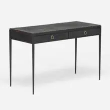 Desk by Jean-Michel Frank, c. 1938, wrought iron, leather, oak, brass, sold Mar 2022