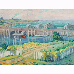 Seaside Cove by Katherine Lovell, oil on board, sold Jul 2026