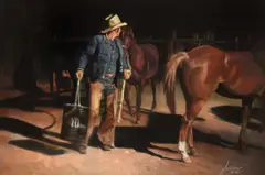 Feed Time by Gordon Snidow, pastel on paper, sold Nov 2024