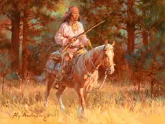 White Mountain Warrior by Roy Andersen, oil on canvas, sold Nov 2025