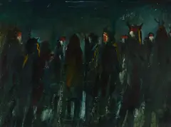 Nightrider Gathering by Earl Biss, oil on canvas, sold Nov 2025