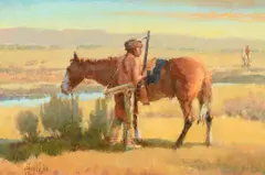 Horse Shield by Frank Hagel, 1995, oil on board, sold Nov 2025