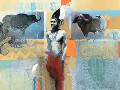 Sacred Balance by Keith Joubert, oil on canvas, sold Nov 2025