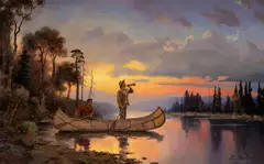 The Moose Hunters by Greg Parker, oil on canvas, sold Nov 2025