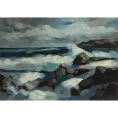 Untitled (Stormy Seas) by Alan McCorkle, oil on canvas board, sold Aug 2026