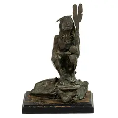 Native American Seated by George Carlson, bronze sculpture, sold Aug 2026