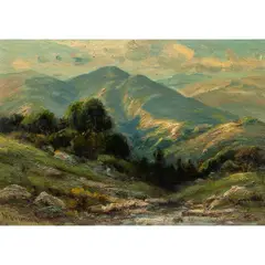 California Hills by Manuel Valencia, oil on board, sold Aug 2026