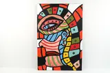 Untitled by Roland Roberge, Abstract inkjet print on canvas, overpainted with acrylic paints, sold Mar 2022