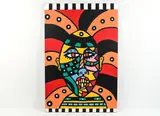 Untitled by Roland Roberge, Abstract inkjet print on canvas, overpainted with acrylic paints, sold Mar 2022