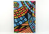 Untitled by Roland Roberge, Abstract inkjet print on canvas, overpainted with acrylic paints, sold Mar 2022