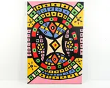 Untitled by Roland Roberge, Abstract inkjet print on canvas, overpainted with acrylic paints, sold Mar 2022